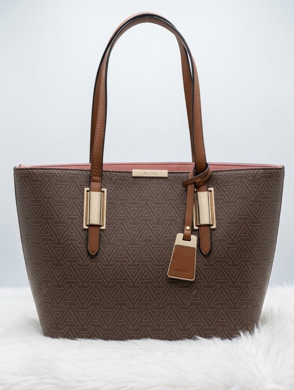 ALDO Brown Geometric Monogram Tote Bag